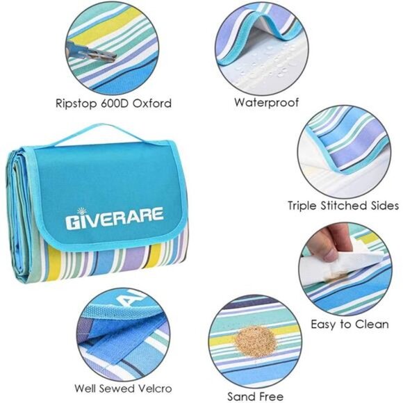 Picnic Beach Blanket,XL Sandfree Waterproof Outdoor Camping Blanket,Quick Drying - Picture 4 of 7
